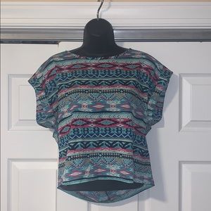 Ali & Kris multi colored TRIBAL print CROP TOP M
